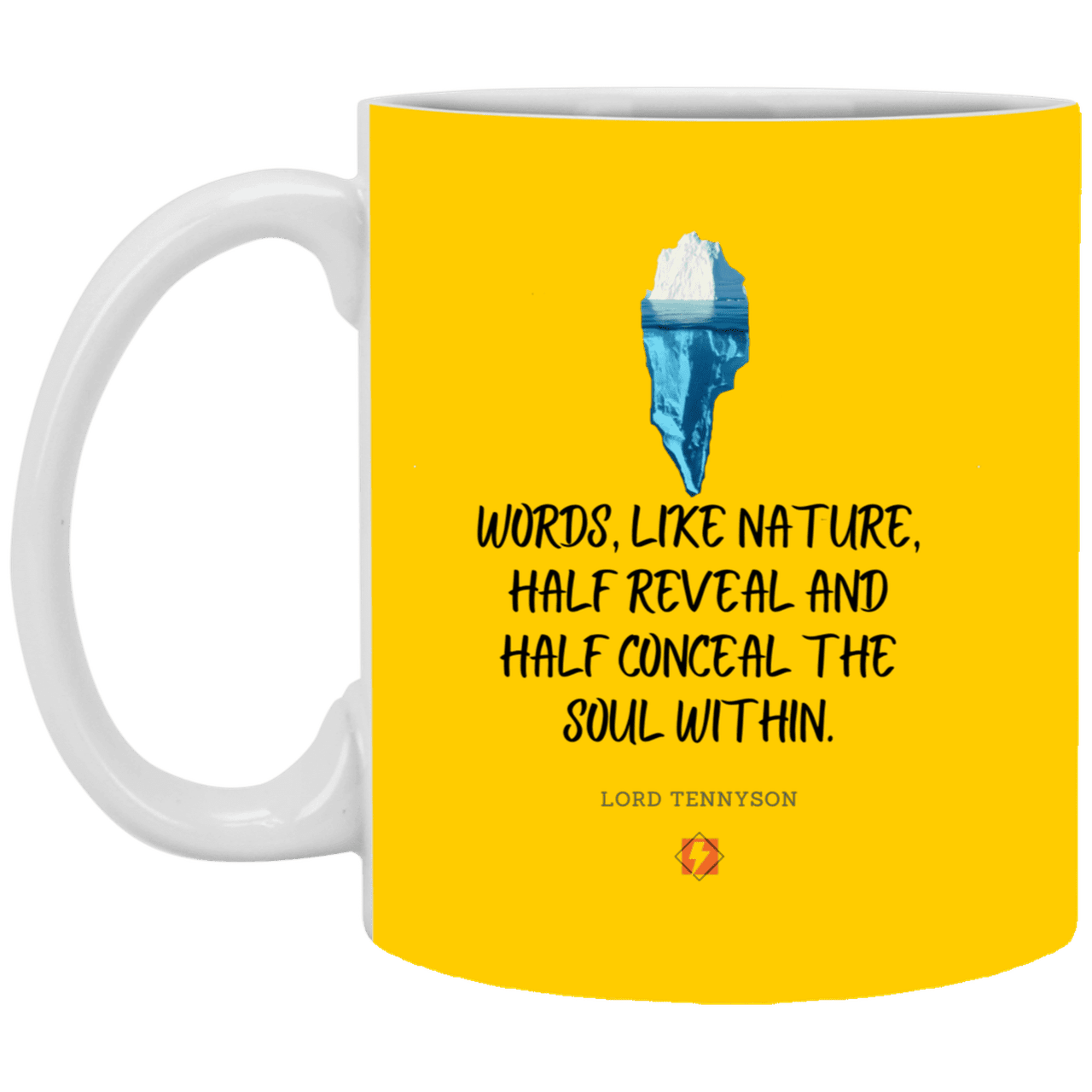 Ceramic Standard Mug 11oz with inspiring Tennyson quote: LT120 - Words both reveal and conceal the soul within - Color: Athletic Gold