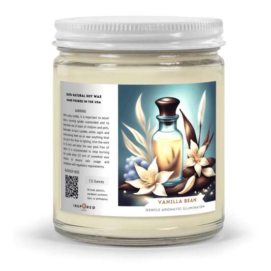 Fragrant Candle with Soy Wax Blend in Clear Glass: Gentle Aromatic Illumination - Color: Vanilla Bean