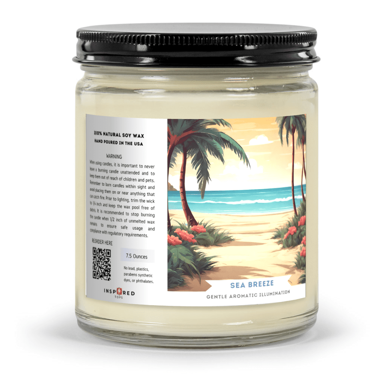 Fragrant Candle with Soy Wax Blend in Clear Glass: Gentle Aromatic Illumination - Color: Sea Breeze