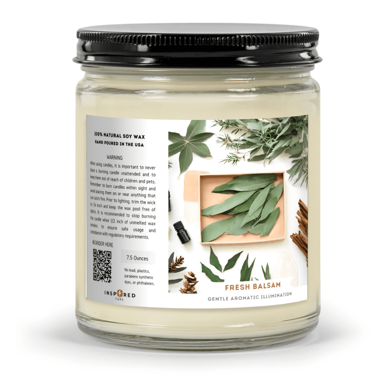 Fragrant Candle with Soy Wax Blend in Clear Glass: Gentle Aromatic Illumination - Color: Fresh Balsam