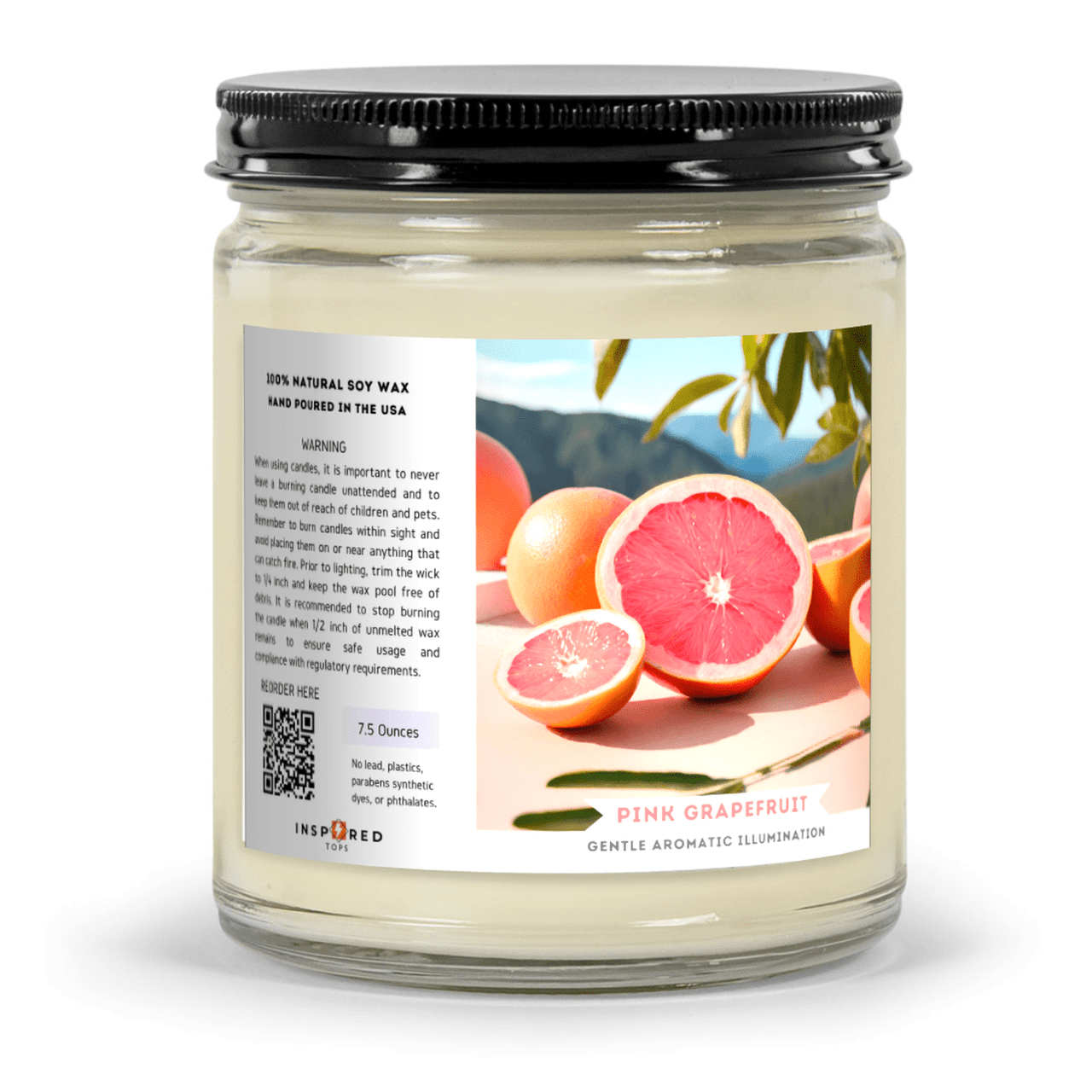 Fragrant Candle with Soy Wax Blend in Clear Glass: Gentle Aromatic Illumination - Color: Pink Grapefruit