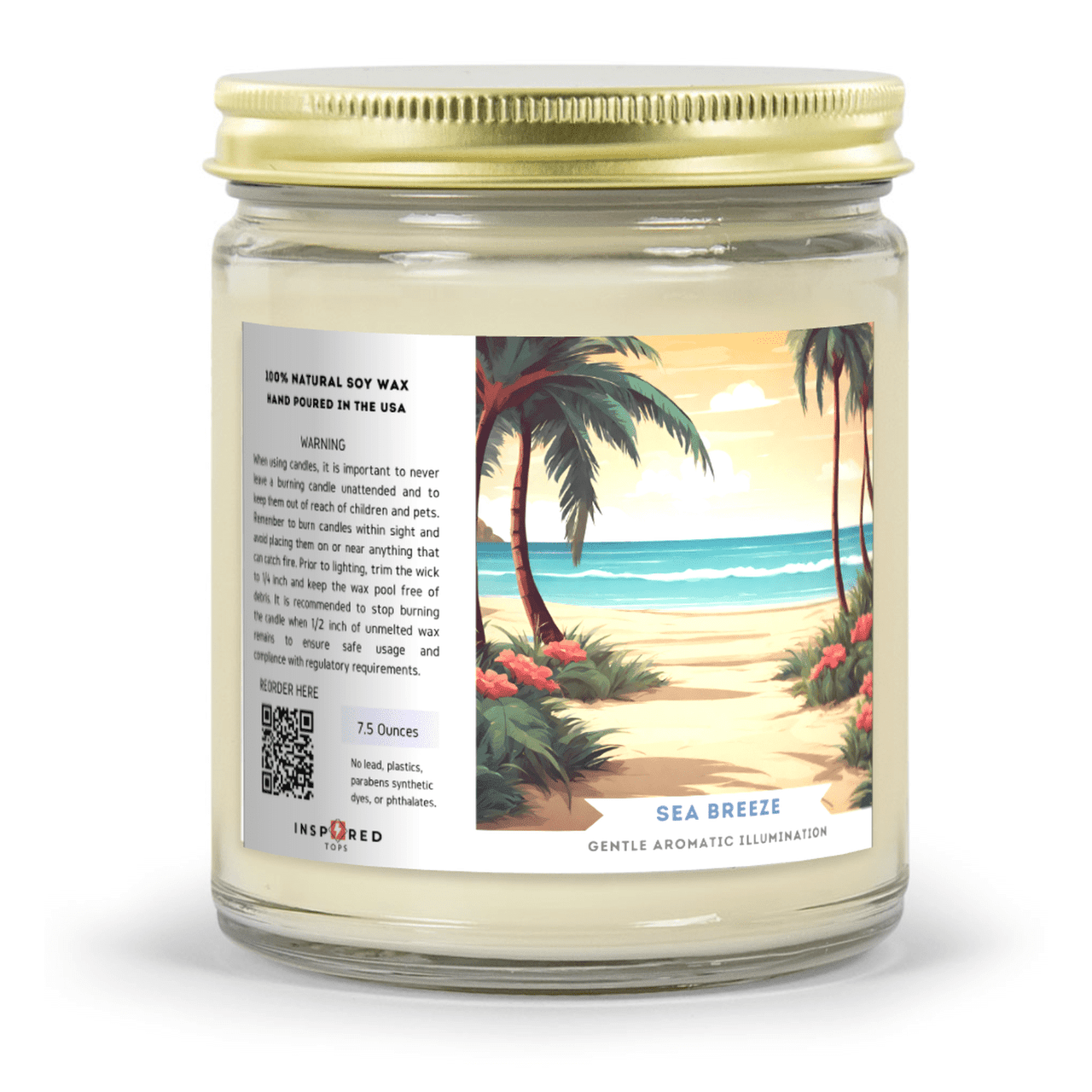 Fragrant Candle with Soy Wax Blend in Clear Glass: Gentle Aromatic Illumination - Color: Sea Breeze