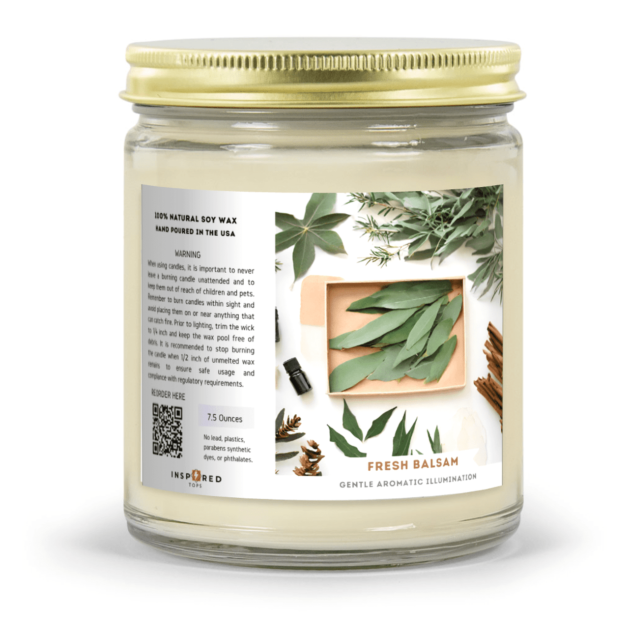 Fragrant Candle with Soy Wax Blend in Clear Glass: Gentle Aromatic Illumination - Color: Fresh Balsam