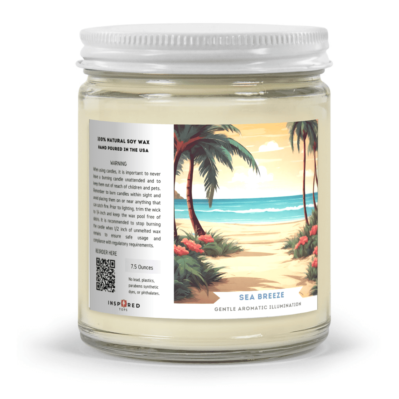 Fragrant Candle with Soy Wax Blend in Clear Glass: Gentle Aromatic Illumination - Color: Sea Breeze