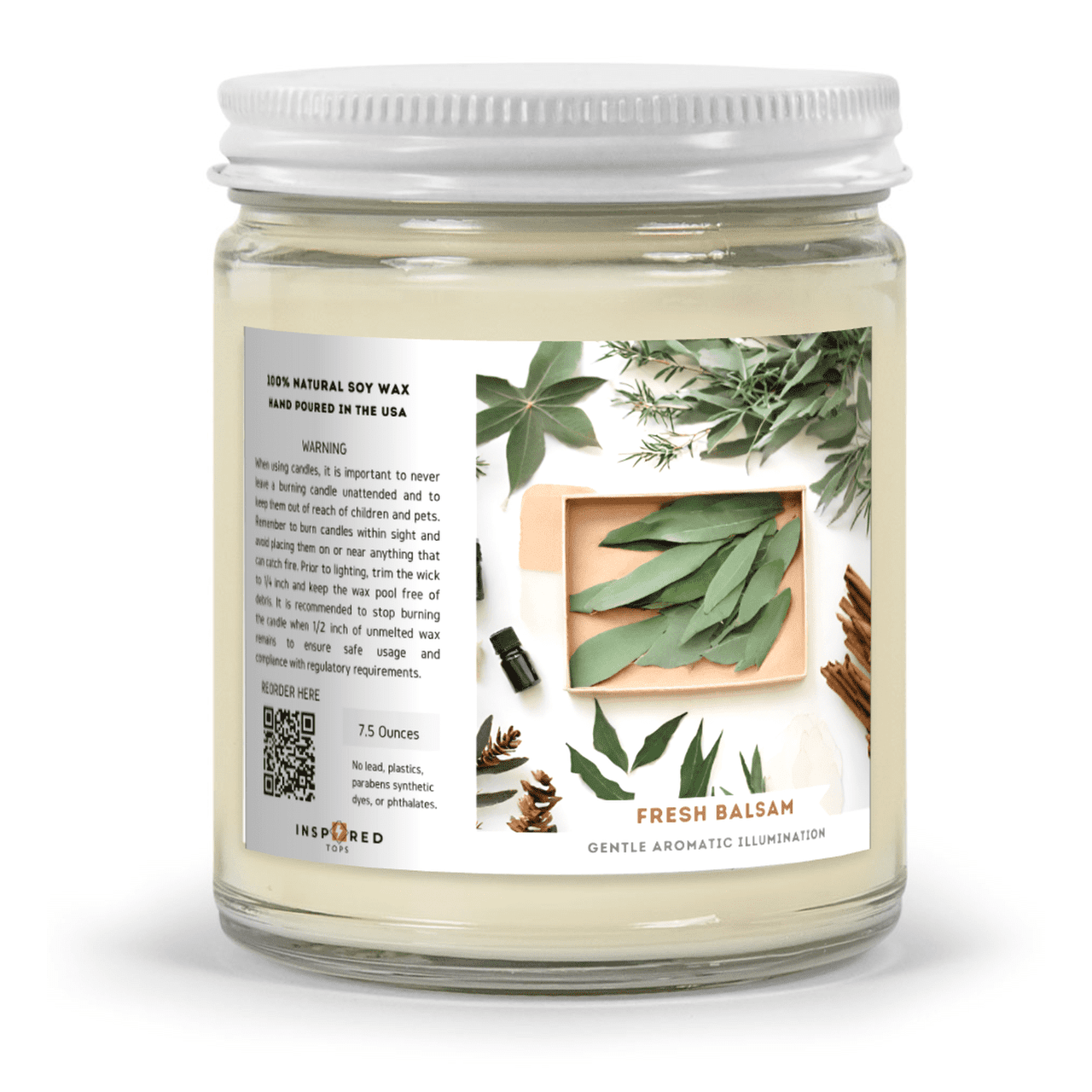 Fragrant Candle with Soy Wax Blend in Clear Glass: Gentle Aromatic Illumination - Color: Fresh Balsam