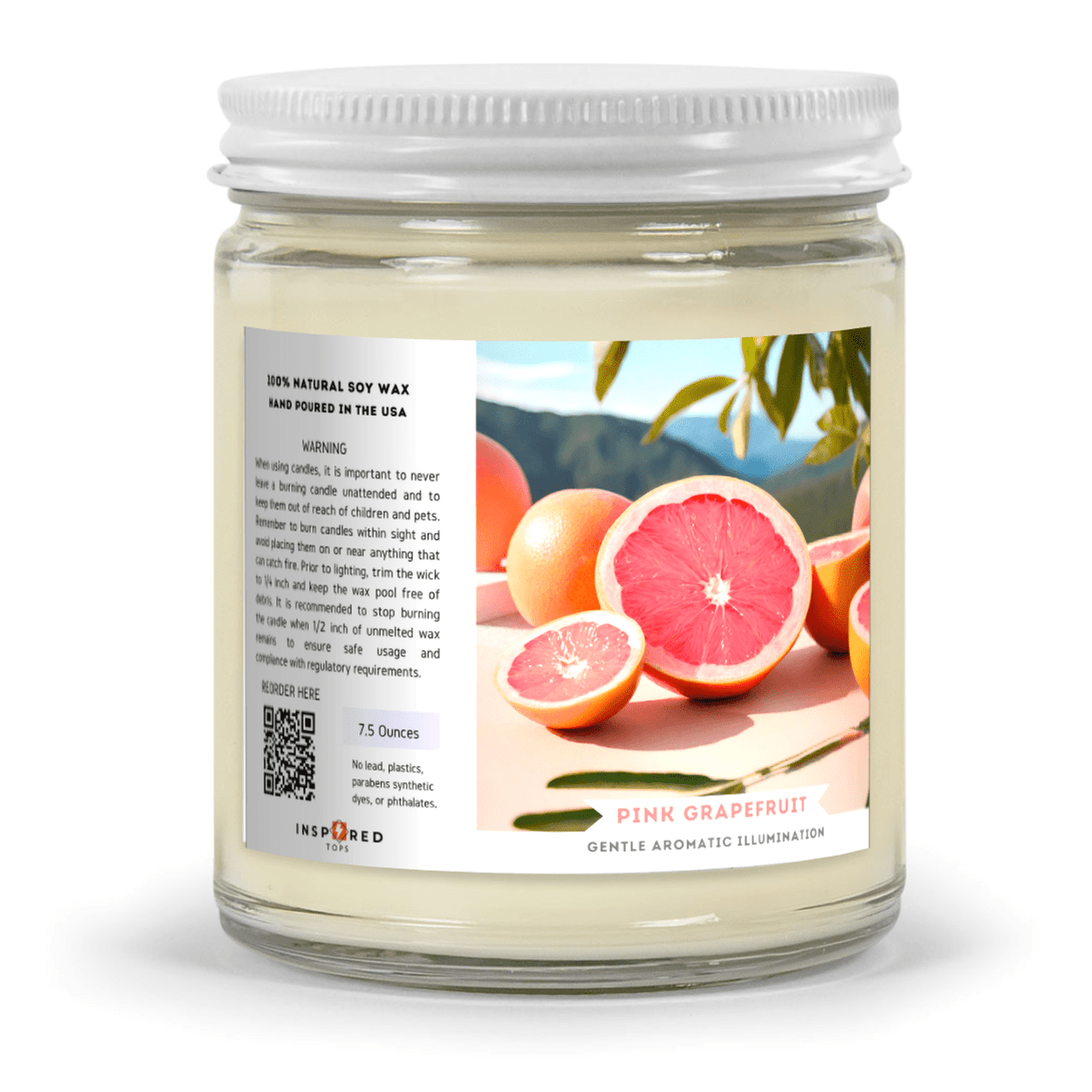 Fragrant Candle with Soy Wax Blend in Clear Glass: Gentle Aromatic Illumination - Color: Pink Grapefruit