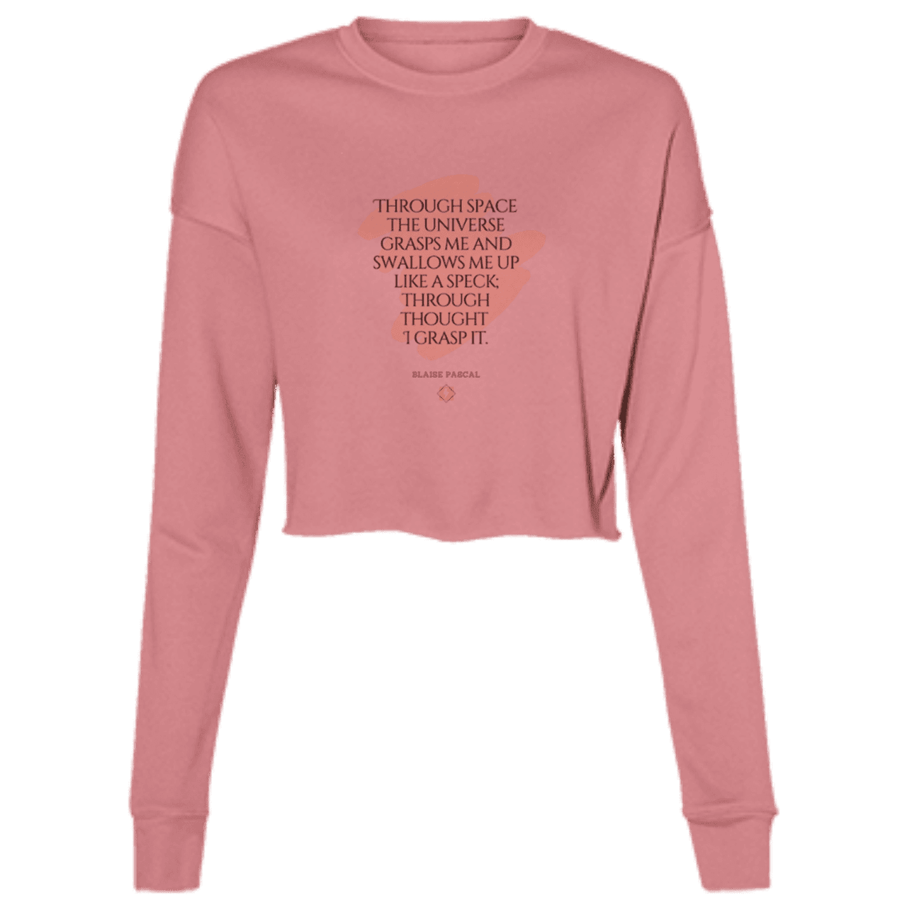 Ladies' Cropped Fleece Crew with inspiring Pascal quote: BP113 - Thought transcends space, matter and time - Color: Mauve