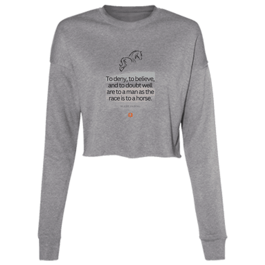 Ladies' Cropped Fleece Crew with inspiring Pascal quote: BP114 - People's minds are like horses - Color: Deep Heather