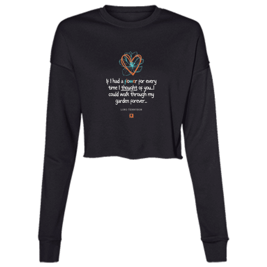 Ladies' Cropped Fleece Crew with inspiring Tennyson quote: LT104 - Thinking of you - Color: Black