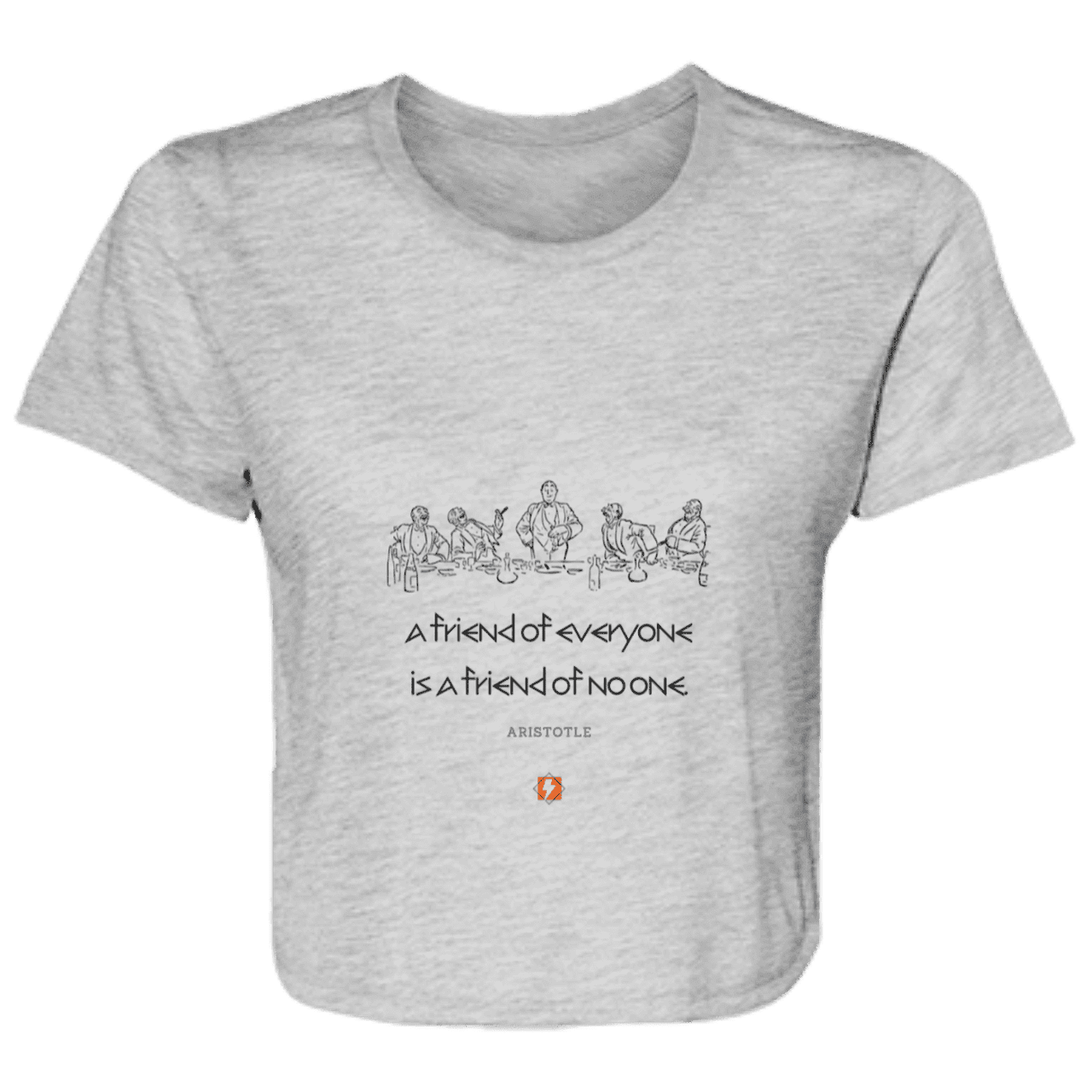 Ladies' Flowy Cropped Tee with inspiring Aristotle quote: A103 - Do not be friends with everyone - Color: Athletic Heather