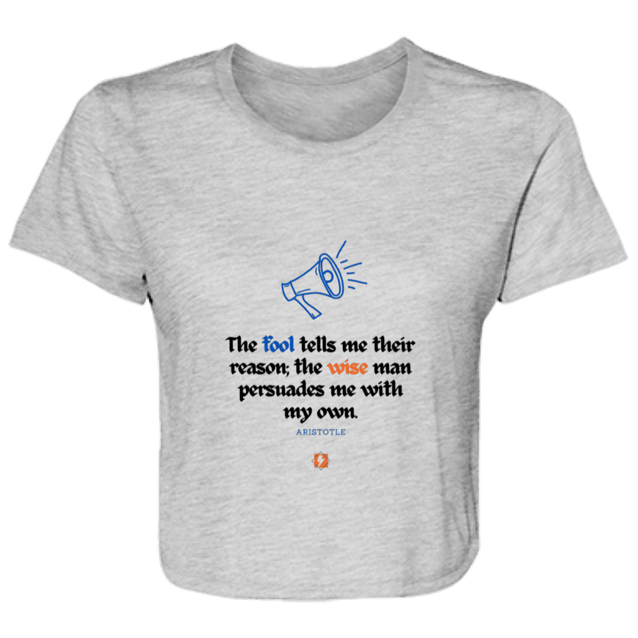 Ladies' Flowy Cropped Tee with inspiring Aristotle quote: A125 - Persuade me with inspiring my reasons - Color: Athletic Heather