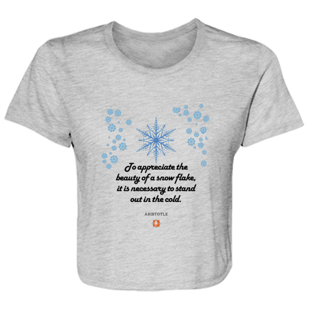 Ladies' Flowy Cropped Tee with inspiring Aristotle quote: A130 - Appreciation requires interaction - Color: Athletic Heather