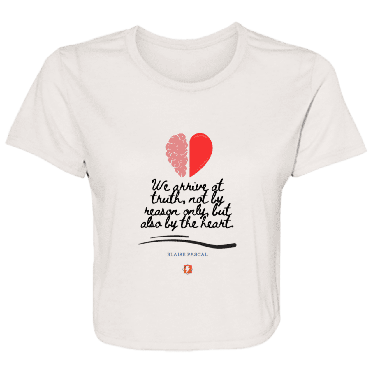 Ladies' Flowy Cropped Tee with inspiring Pascal quote: BP116 - Truth requires both the head and the heart - Color: Heather Dust