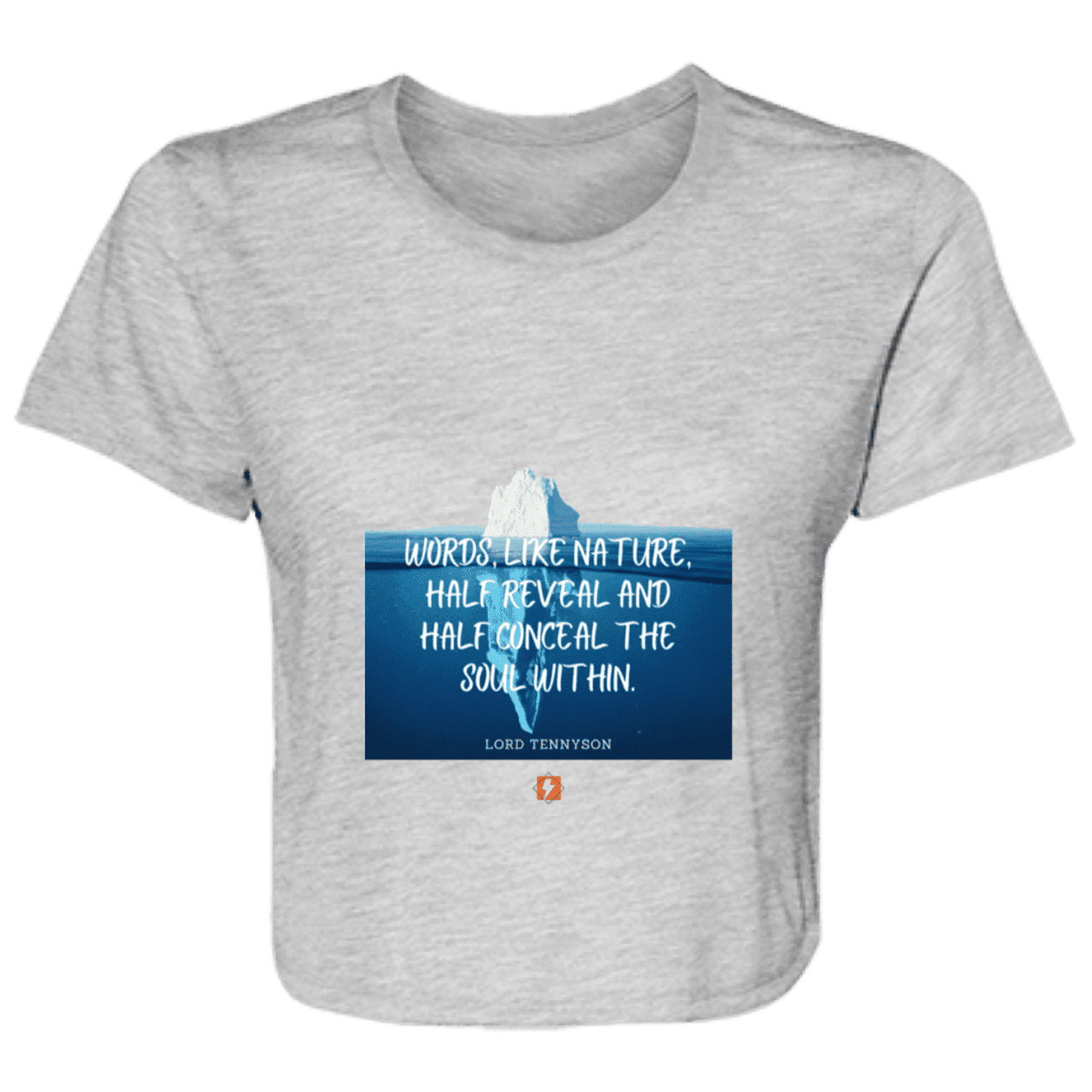 Ladies' Flowy Cropped Tee with inspiring Tennyson quote: LT120 - Understand that words both reveal and conceal the soul within - Color: Athletic Heather