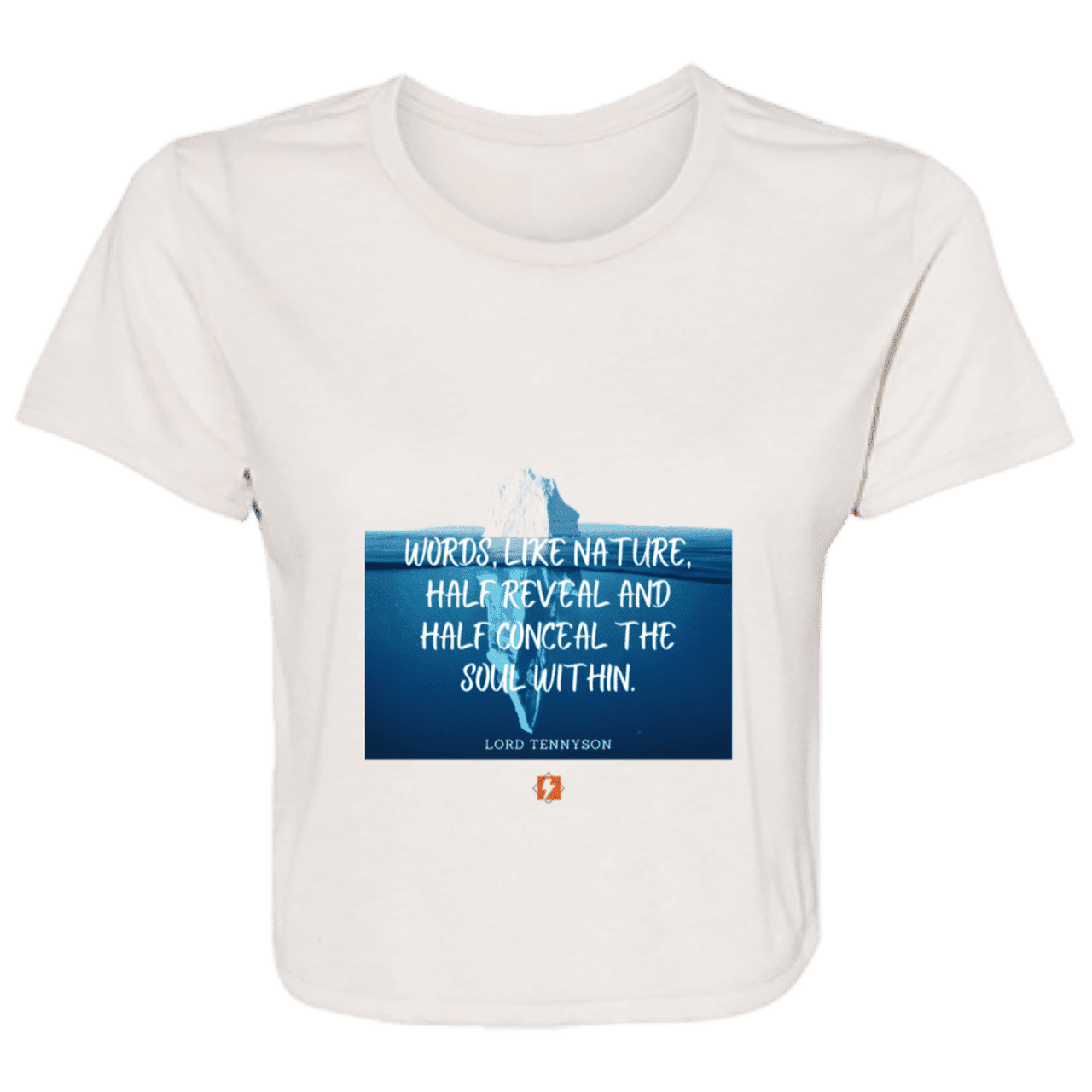 Ladies' Flowy Cropped Tee with inspiring Tennyson quote: LT120 - Understand that words both reveal and conceal the soul within - Color: Heather Dust