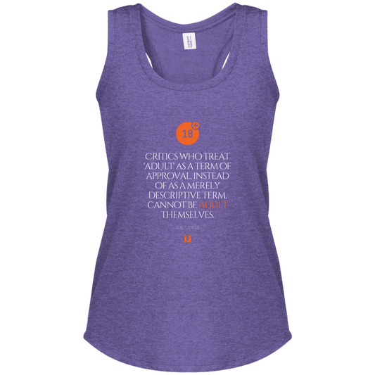 Ladies' Perfect Tri Racerback Tank with inspiring CS Lewis quote: CS103 - Who are the Adults - Color: Purple Frost