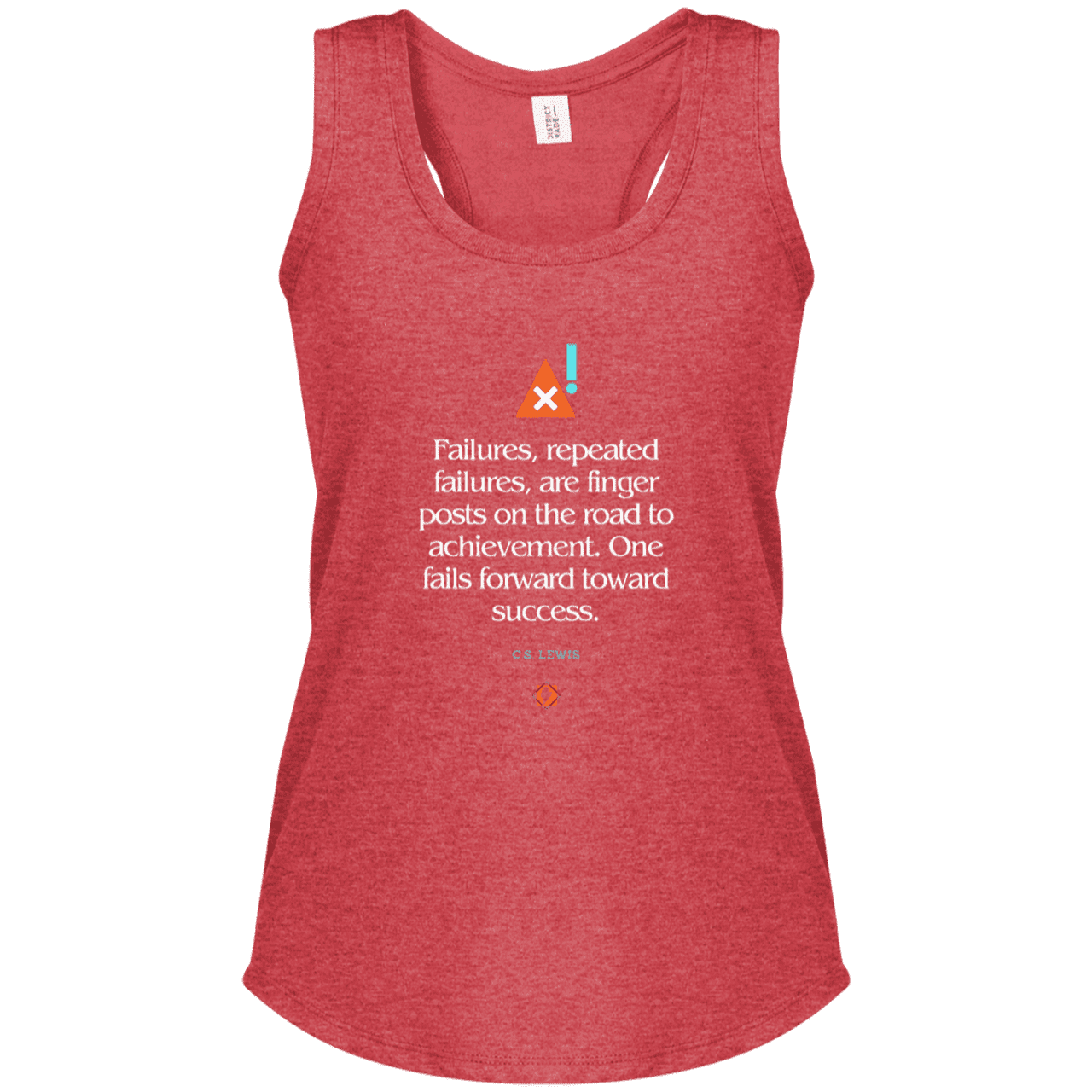 Ladies' Perfect Tri Racerback Tank with inspiring CS Lewis quote: CS104 - Failures to Success - Color: Red Frost