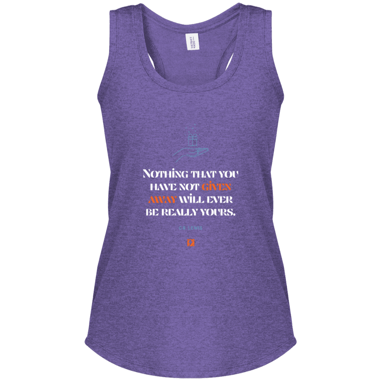 Ladies' Perfect Tri Racerback Tank with inspiring CS Lewis quote: CS111 - Give away to possess it - Color: Purple Frost