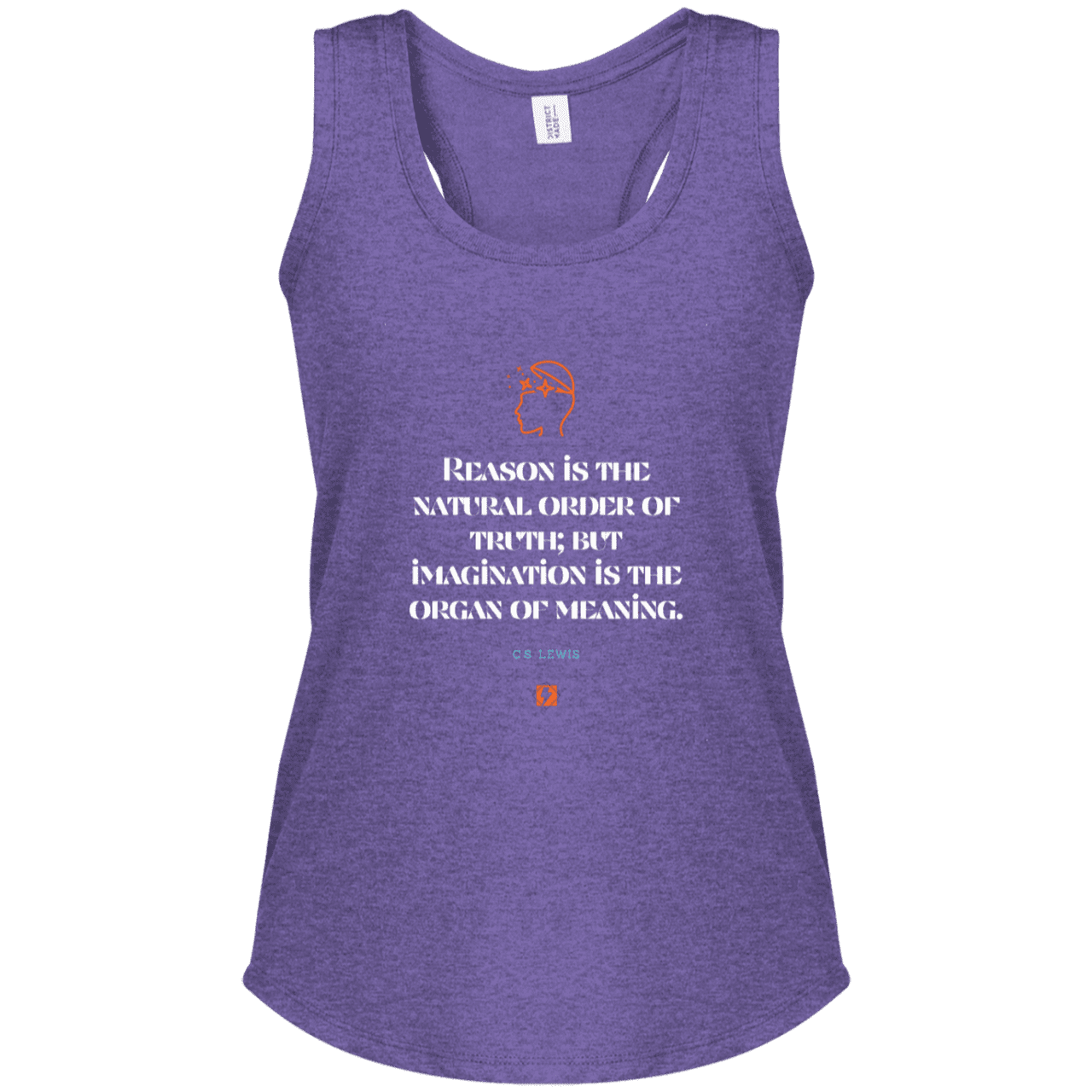 Ladies' Perfect Tri Racerback Tank with inspiring CS Lewis quote: CS113 - Truth and meaning require reason and imagination - Color: Purple Frost