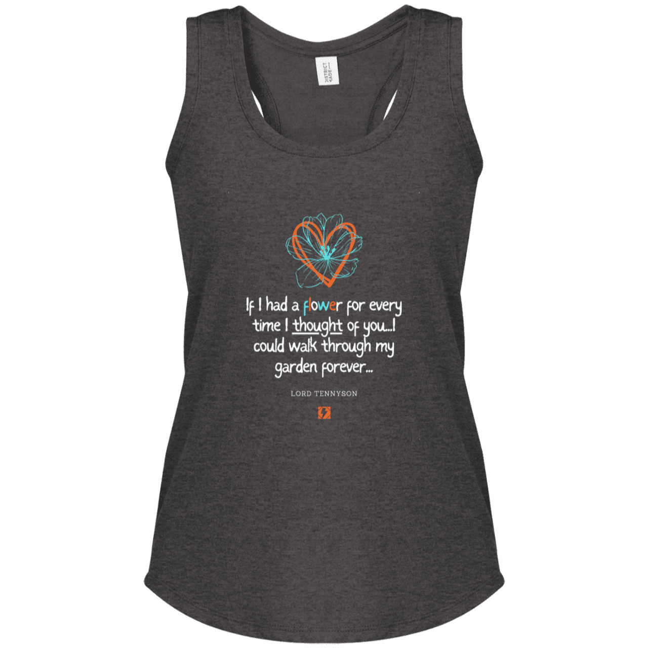 Ladies' Perfect Tri Racerback Tank with inspiring Tennyson quote: LT104 - Thinking of you - Color: Heathered Charcoal