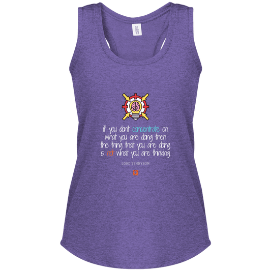 Ladies' Perfect Tri Racerback Tank with inspiring Tennyson quote: LT105 - Concentrate on your task - Color: Purple Frost