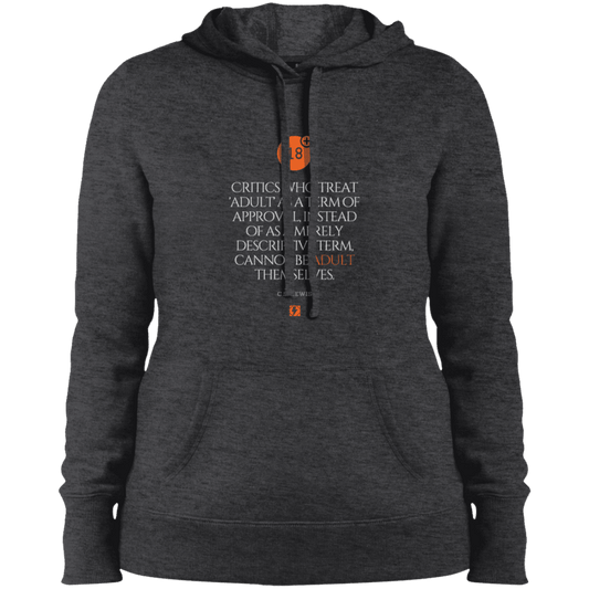 Ladies' Pullover Hooded Sweatshirt with inspiring CS Lewis quote: CS103 - Who are the Adults - Color: Graphite Heather