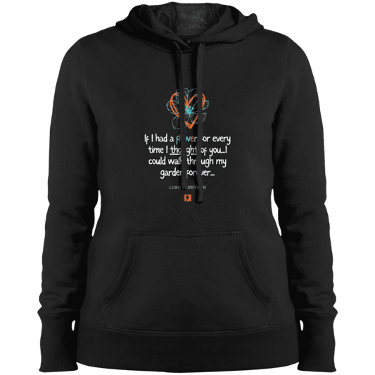 Ladies' Pullover Hooded Sweatshirt with inspiring Tennyson quote: LT104 - Thinking of you - Color: Black