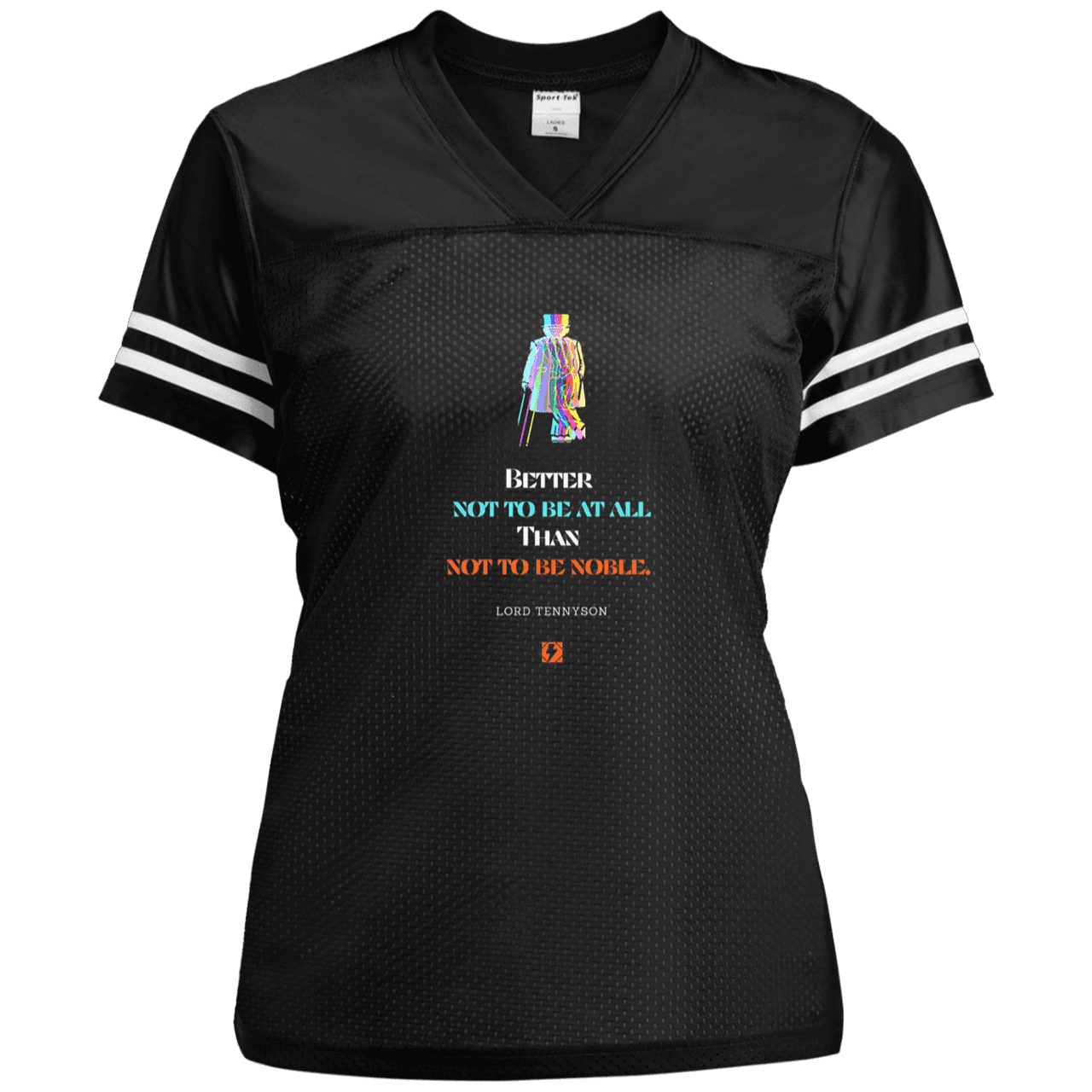 Ladies' Replica Jersey with inspiring Tennyson quote: LT102 - Being noble is what counts - Color: Black/White