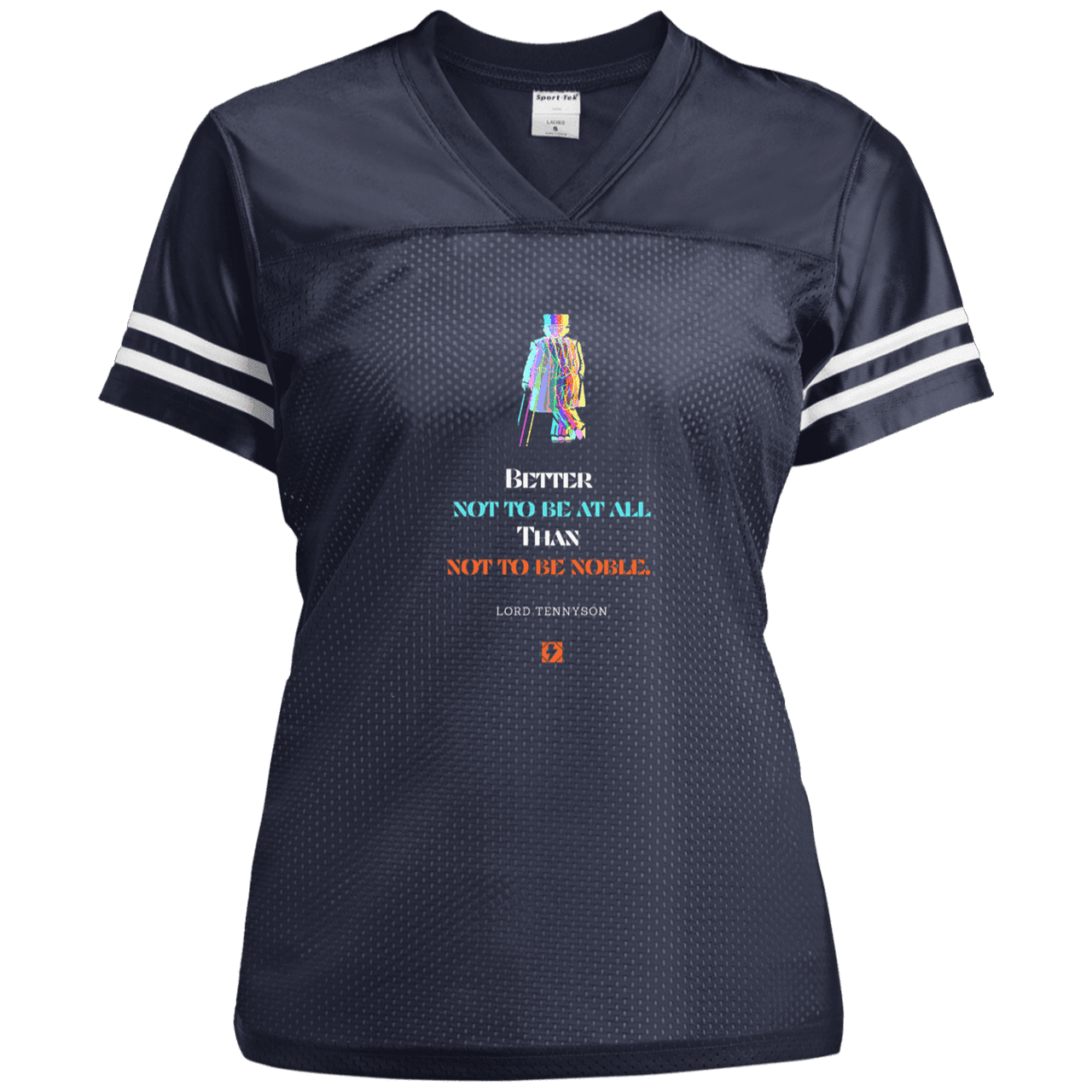 Ladies' Replica Jersey with inspiring Tennyson quote: LT102 - Being noble is what counts - Color: True Navy/White