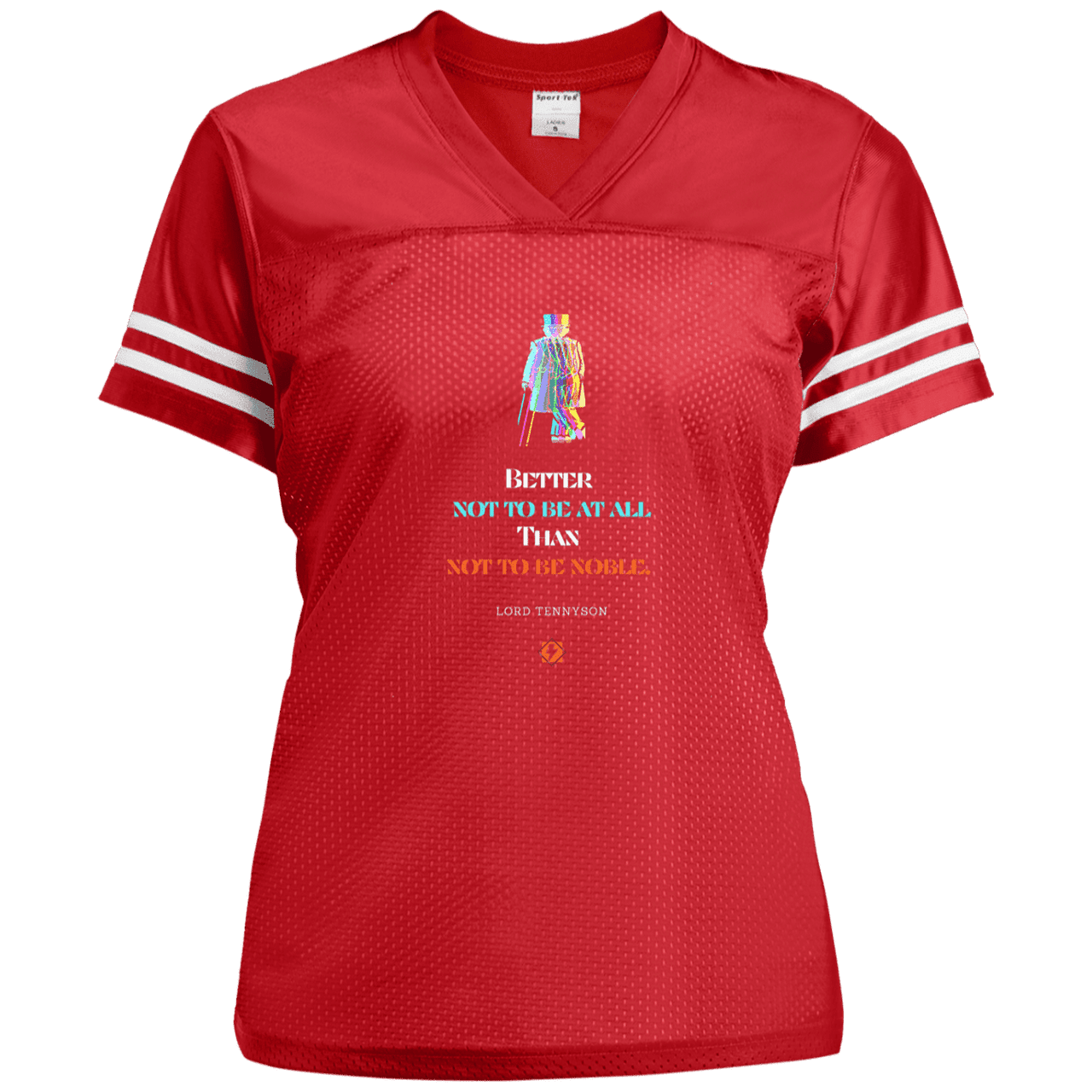 Ladies' Replica Jersey with inspiring Tennyson quote: LT102 - Being noble is what counts - Color: True Red/White