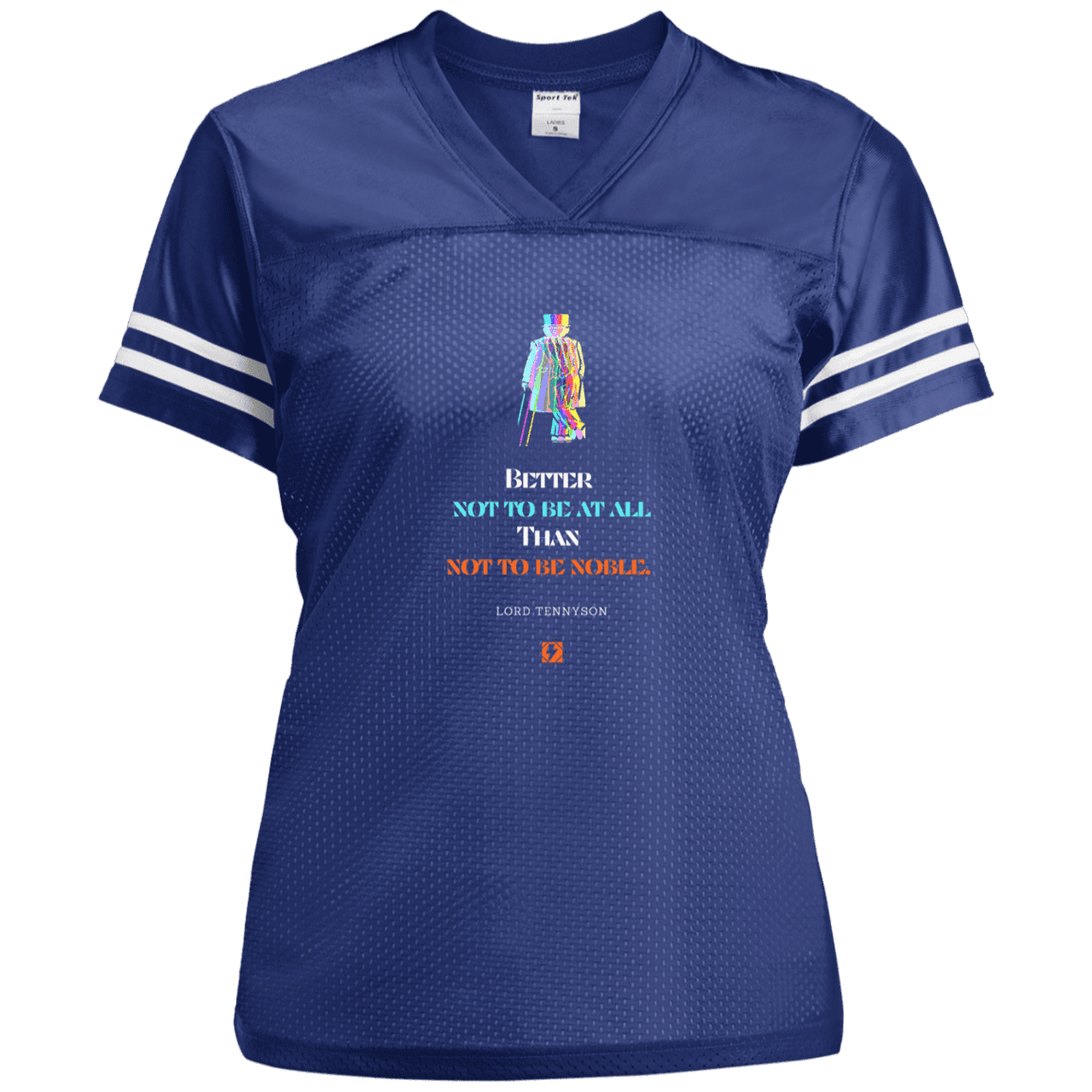 Ladies' Replica Jersey with inspiring Tennyson quote: LT102 - Being noble is what counts - Color: True Royal/White