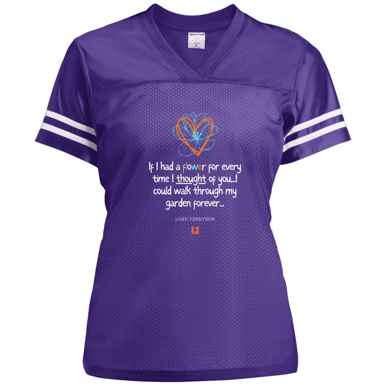 Ladies' Replica Jersey with inspiring Tennyson quote: LT104 - Thinking of you - Color: Purple/White