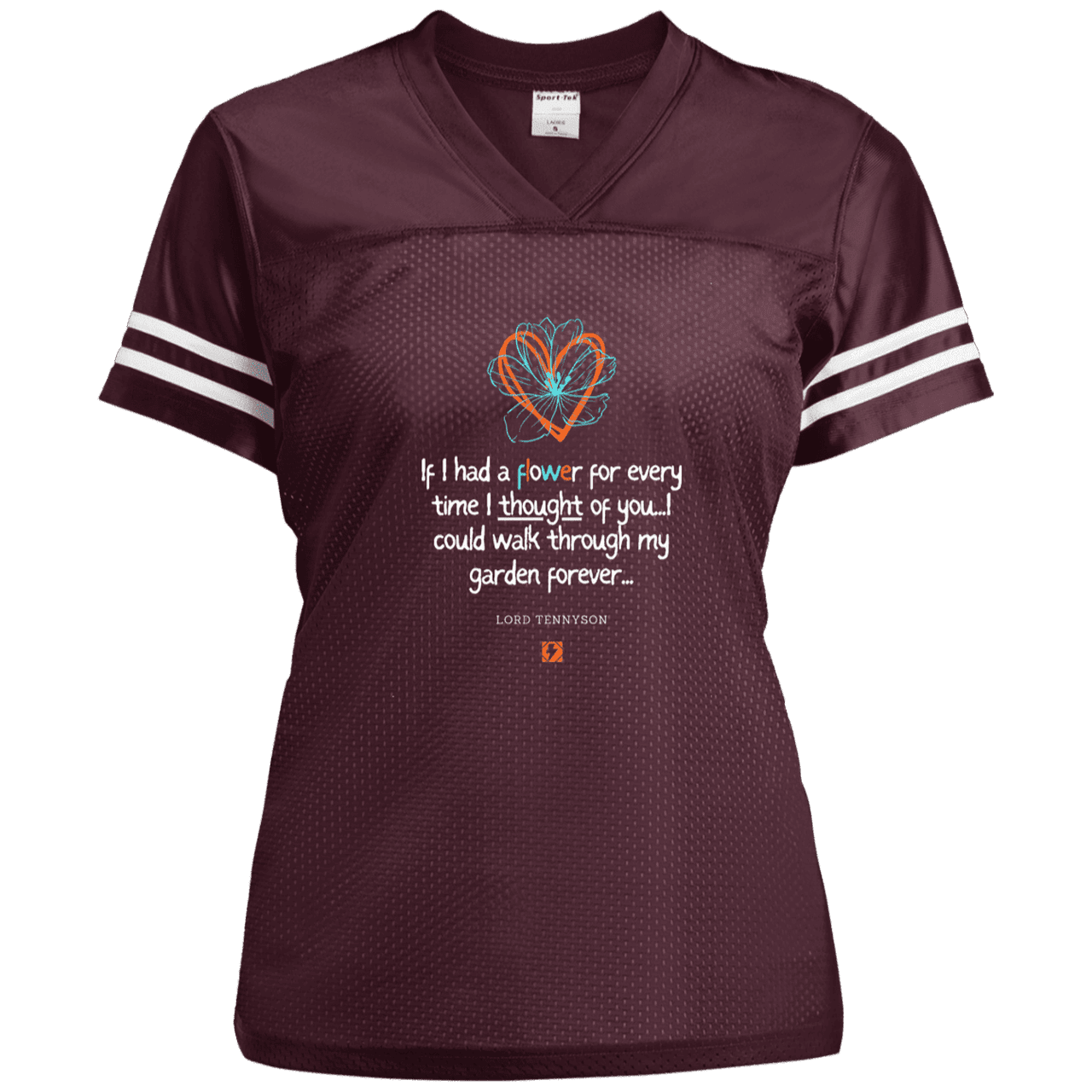 Ladies' Replica Jersey with inspiring Tennyson quote: LT104 - Thinking of you - Color: Maroon/White