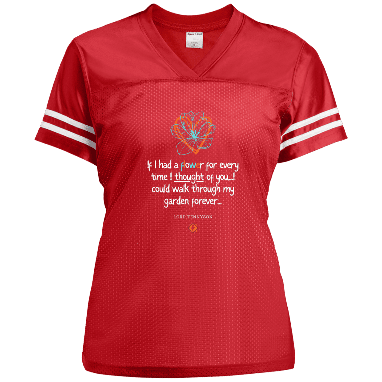 Ladies' Replica Jersey with inspiring Tennyson quote: LT104 - Thinking of you - Color: True Red/White