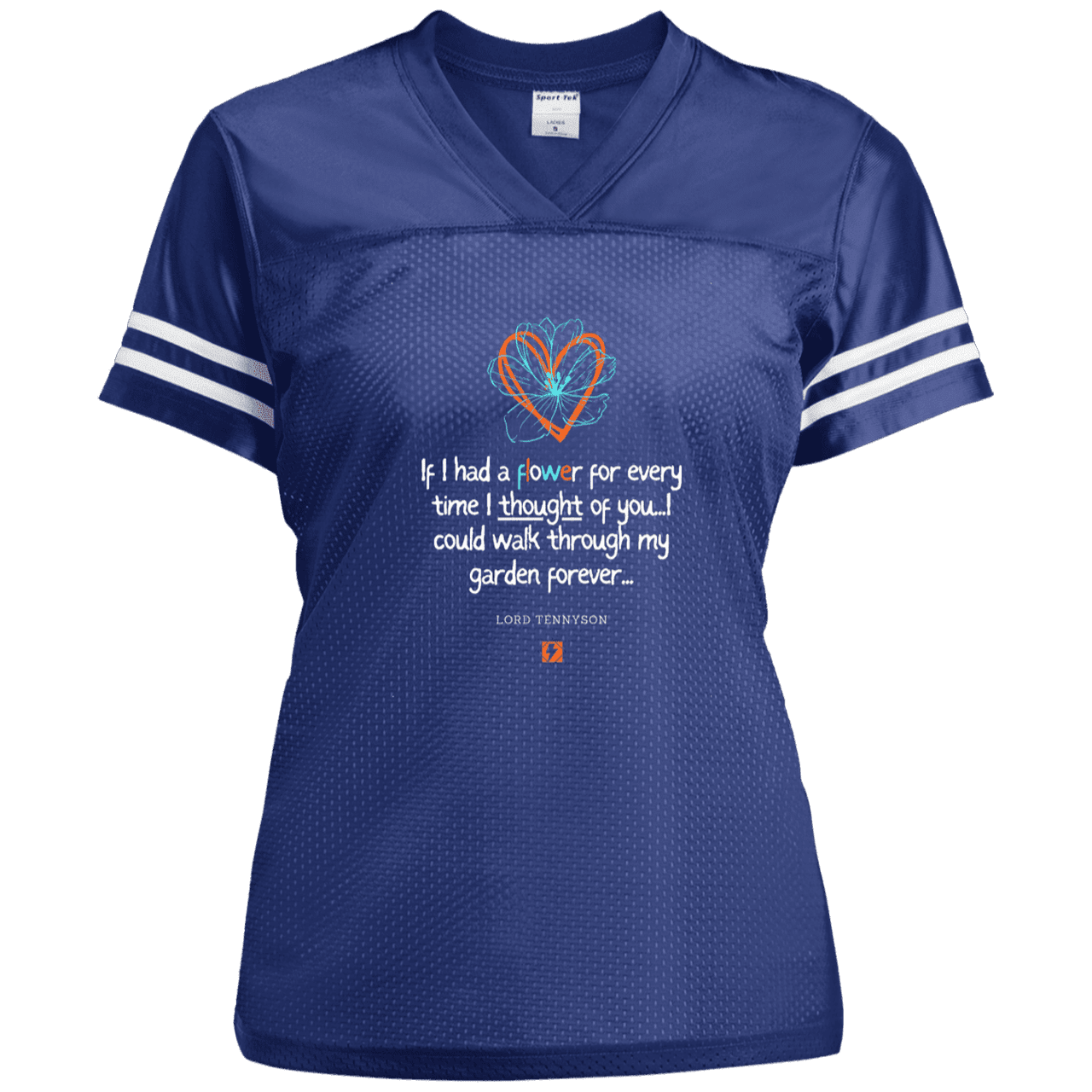 Ladies' Replica Jersey with inspiring Tennyson quote: LT104 - Thinking of you - Color: True Royal/White