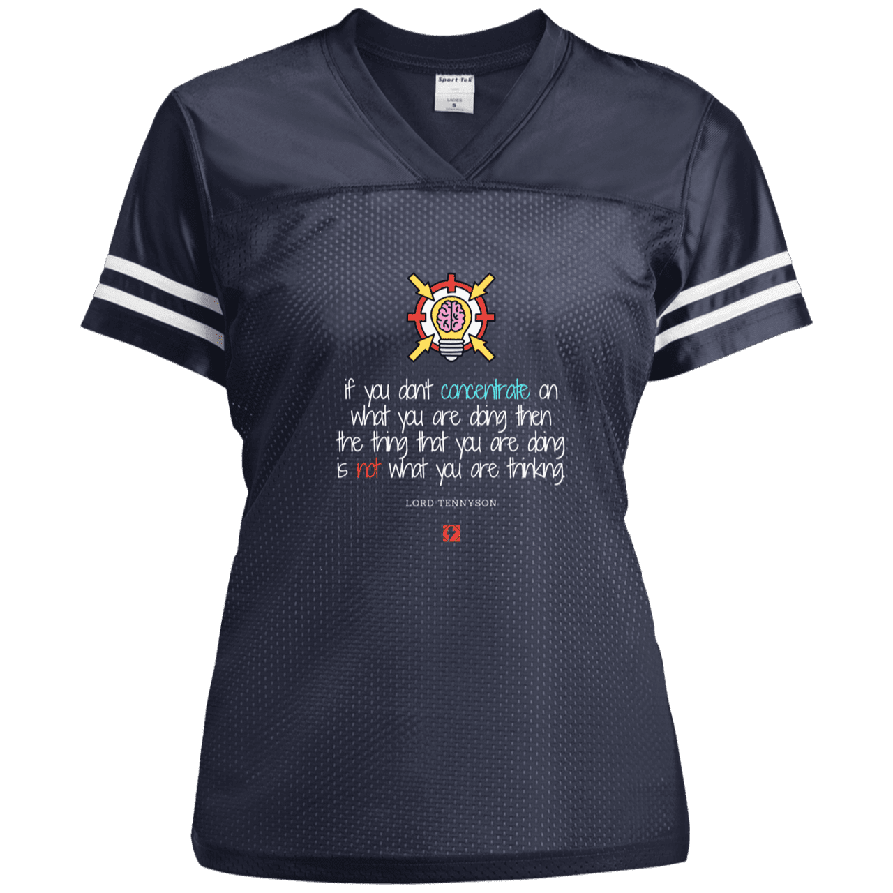 Ladies' Replica Jersey with inspiring Tennyson quote: LT105 - Concentrate on your task - Color: True Navy/White