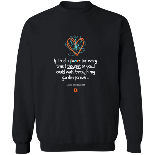 Men's Crewneck Pullover Sweatshirt G180 with inspiring Tennyson quote: LT104 - Thinking of you - Color: Black