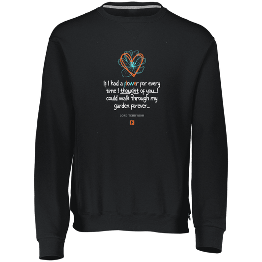 Men's Dri-Power Fleece Crewneck Sweatshirt 698HBM with inspiring Tennyson quote: LT104 - Thinking of you - Color: Black