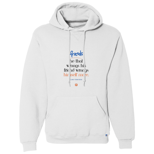 Men's Dri-Power Fleece Pullover Hoodie 695HBM with inspiring Tennyson quote: LT103 - Don't wrong your friend - Color: White