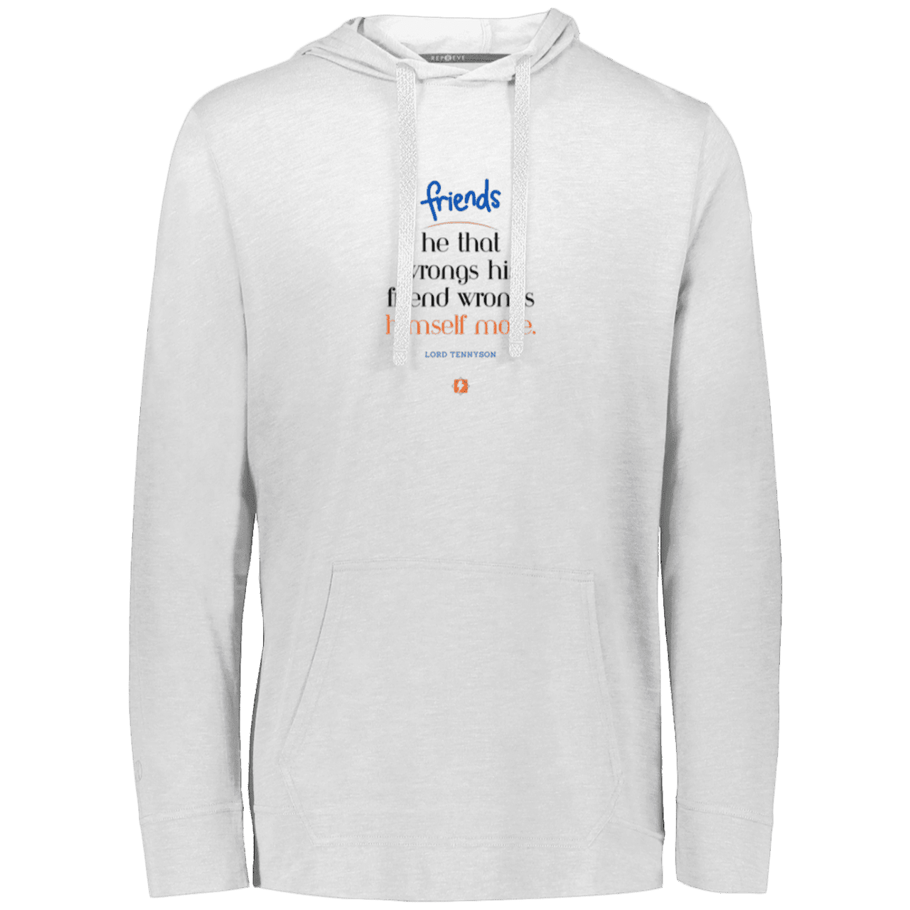 Men's Eco Triblend T-Shirt Hoodie 222577 with inspiring Tennyson quote: LT103 - Don't wrong your friend - Color: White