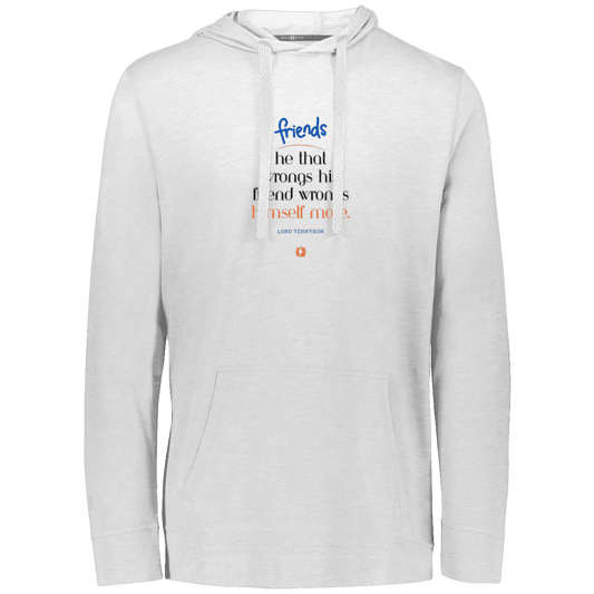 Men's Eco Triblend T-Shirt Hoodie 222577 with inspiring Tennyson quote: LT103 - Don't wrong your friend - Color: White