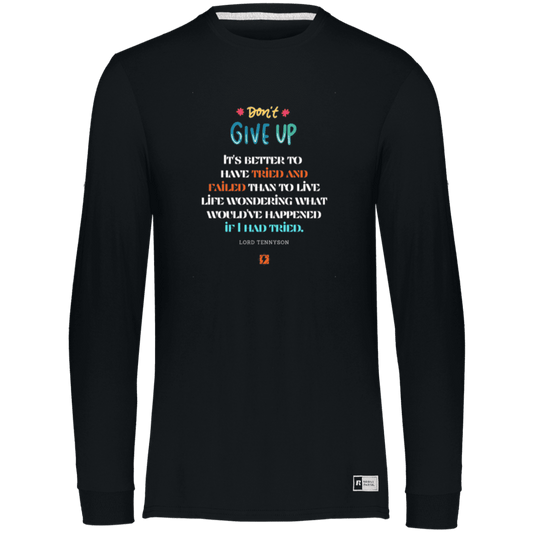 Men's Essential Dri-Power LS T-Shirt 64LTTM with inspiring Tennyson quote: LT106 - Failure better than non-attempt - Color: Black