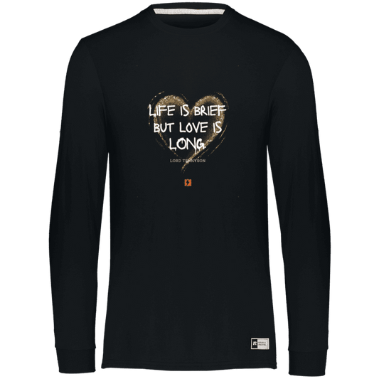 Men's Essential Dri-Power LS T-Shirt 64LTTM with inspiring Tennyson quote: LT108 - Life vs Love - Color: Black