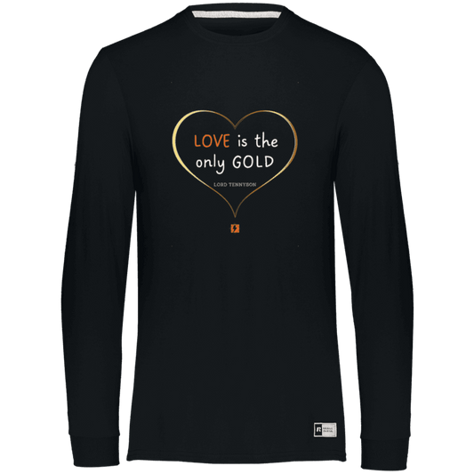 Men's Essential Dri-Power LS T-Shirt 64LTTM with inspiring Tennyson quote: LT109 - Love is Gold - Color: Black