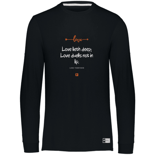 Men's Essential Dri-Power LS T-Shirt 64LTTM with inspiring Tennyson quote: LT110 - Love is in the depth of the heart - Color: Black