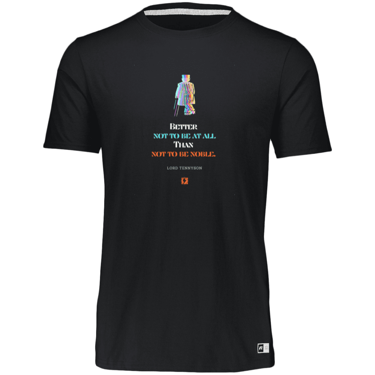 Men's Essential Dri-Power T-Shirt 64STTM with inspiring Tennyson quote: LT102 - Being noble is what counts - Color: Black