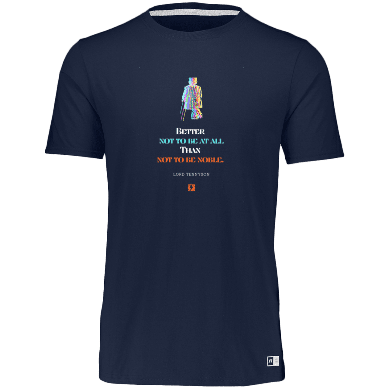 Men's Essential Dri-Power T-Shirt 64STTM with inspiring Tennyson quote: LT102 - Being noble is what counts - Color: Navy