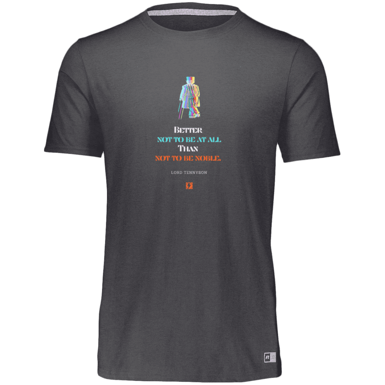 Men's Essential Dri-Power T-Shirt 64STTM with inspiring Tennyson quote: LT102 - Being noble is what counts - Color: Black Heather