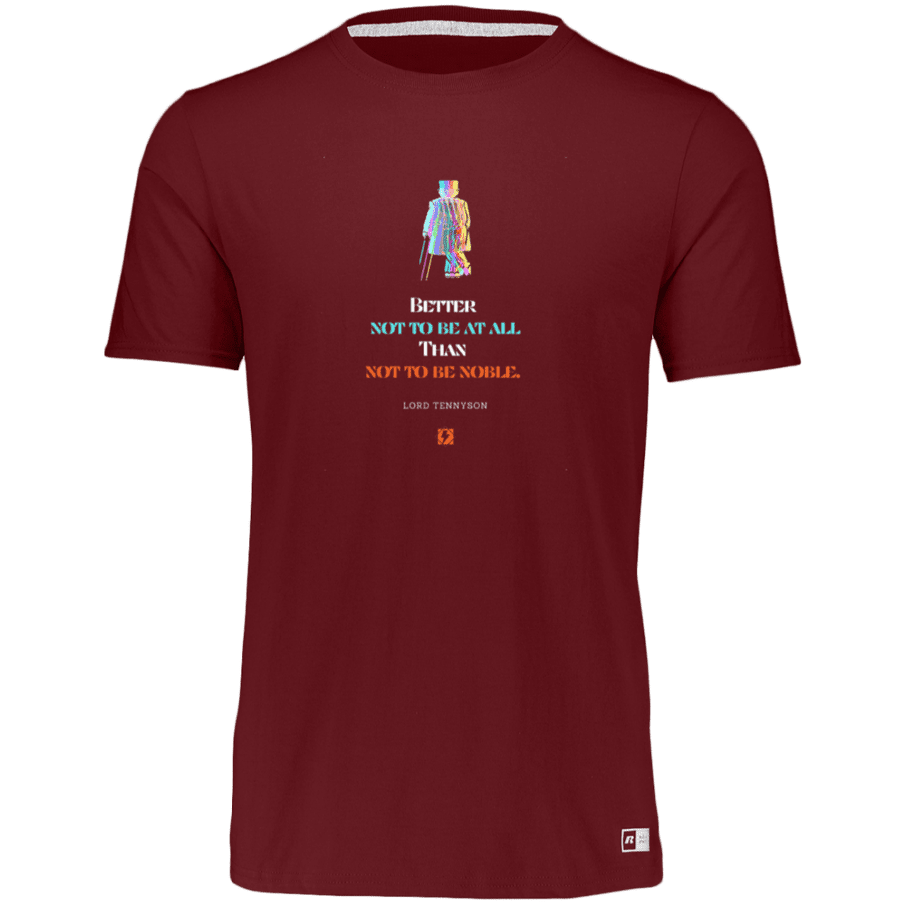 Men's Essential Dri-Power T-Shirt 64STTM with inspiring Tennyson quote: LT102 - Being noble is what counts - Color: Cardinal