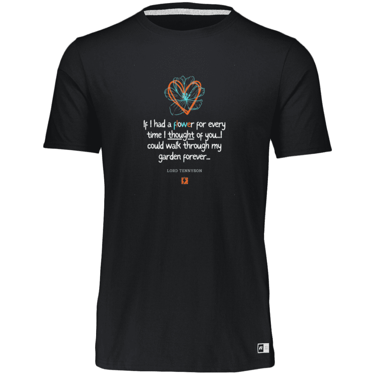 Men's Essential Dri-Power T-Shirt 64STTM with inspiring Tennyson quote: LT104 - Thinking of you - Color: Black